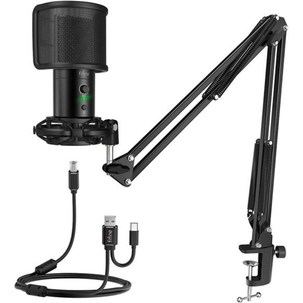 USB Gaming Streaming Microphone Kit for PC Computer,Condenser Mic Set with Stand